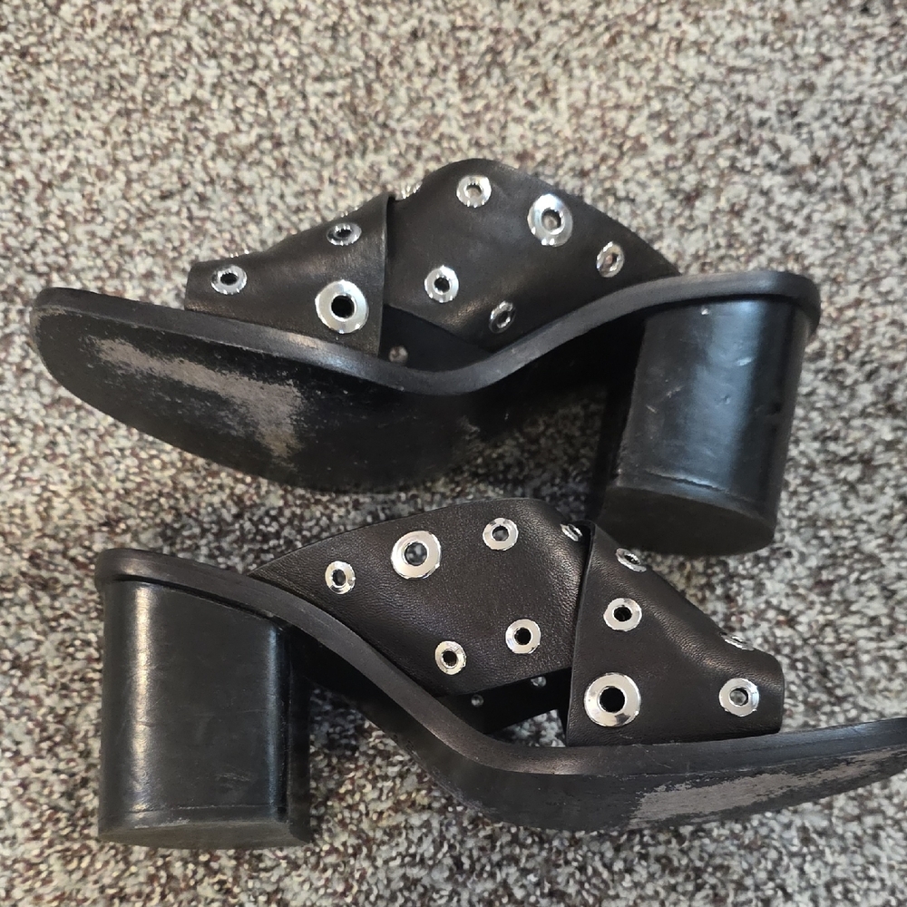 rag & bone Black Mules with Silver Eyelets - Picture 4 of 8